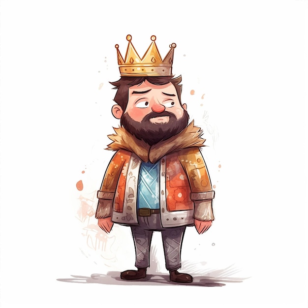 funny King caracter watercolor paint