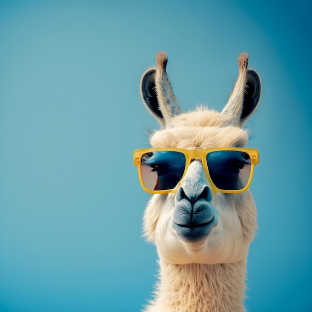 Funny Lama portrait with sunglasses