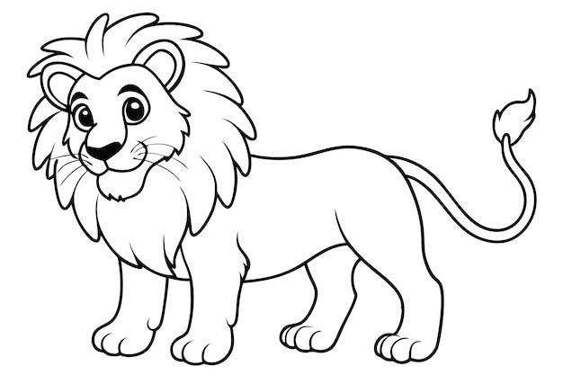 Photo funny lion vector illustration with white background cartoons clipart and line art design funny