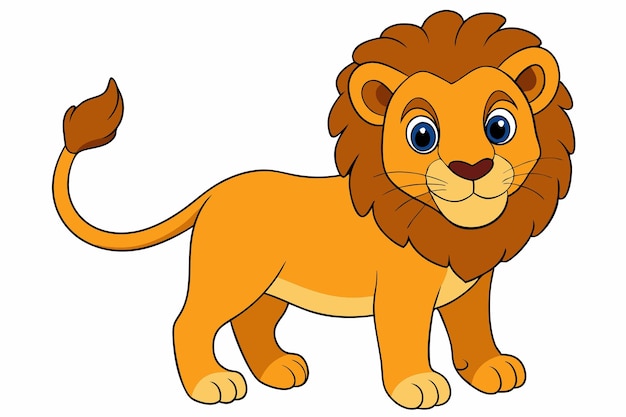 Funny Lion Vector Illustration with White Background Cartoons Clipart and Line Art Design Funny