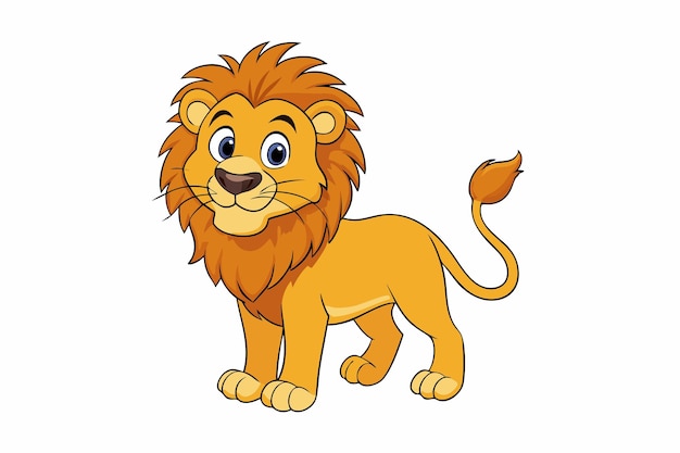 Funny Lion Vector Illustration with White Background Cartoons Clipart and Line Art Design Funny