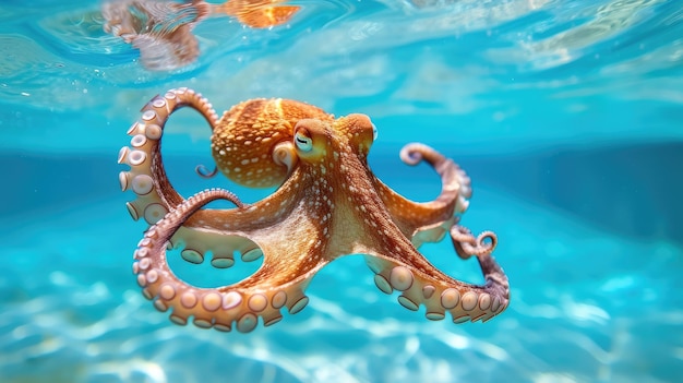 Funny moment captured octopus in swimming pool does deep dive