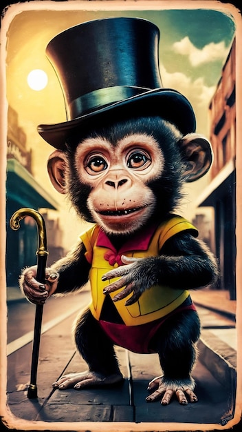 Funny monkey wearing hat