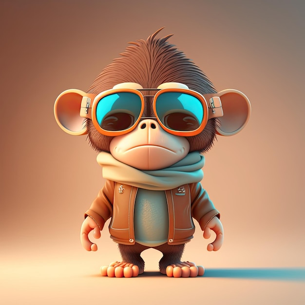 Funny monkey wearing sunglasses on a colorful background Generative AI