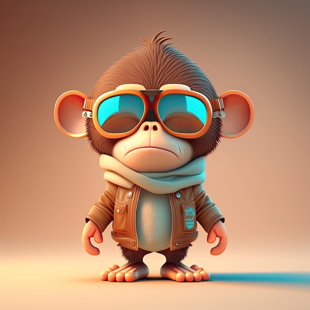 Funny monkey wearing sunglasses on a colorful background Generative AI