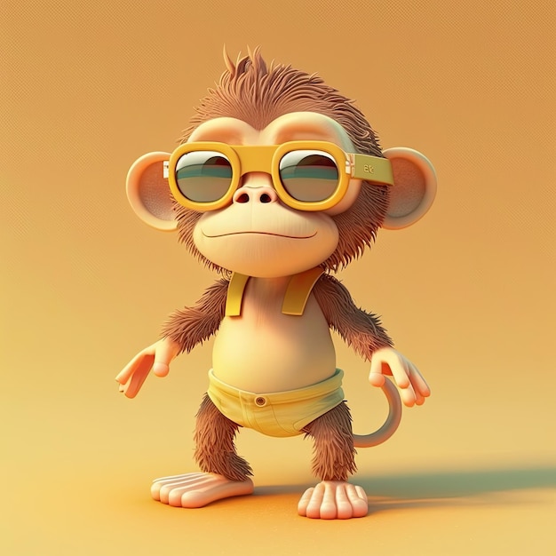 Funny monkey wearing sunglasses on a colorful background Generative AI