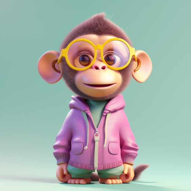 Funny monkey wearing sunglasses on a colorful background Generative AI