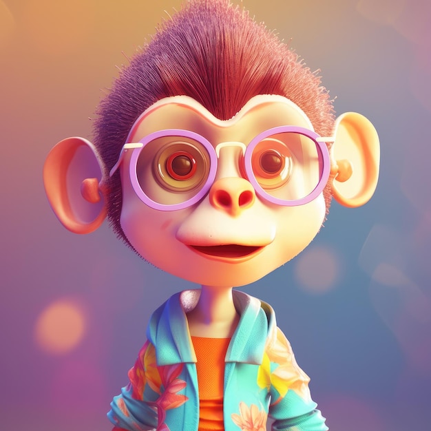 Funny monkey wearing sunglasses on a colorful background Generative AI