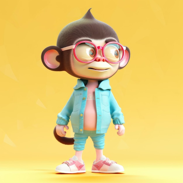 Funny monkey wearing sunglasses on a colorful background Generative AI