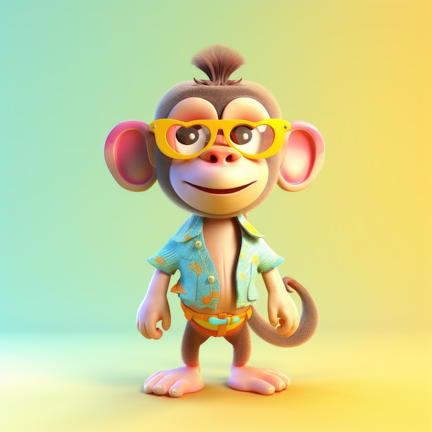 Funny monkey wearing sunglasses on a colorful background Generative AI