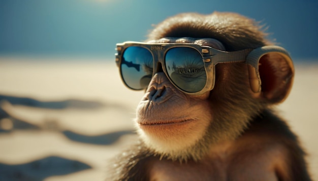 Funny monkey wearing sunglasses Generative Ai