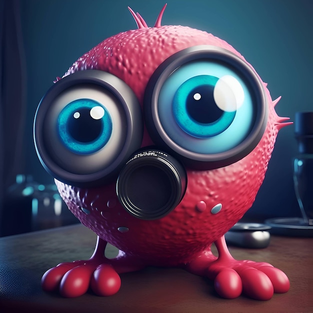 Funny monster with glasses and headphones 3d rendering toned image