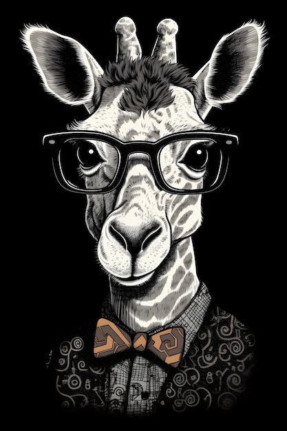 funny nerd clothing animal 1950 illustration vector art black background