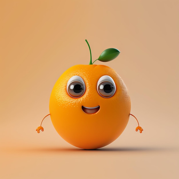 Funny orange character isolated on empty background