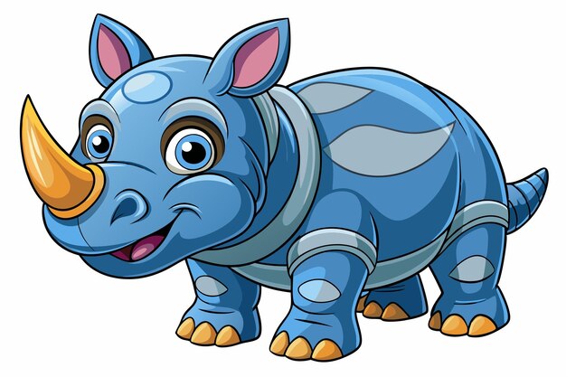 Funny Rhino Vector Illustration Cartoons Clipart and Line Art Design on White Background Playful