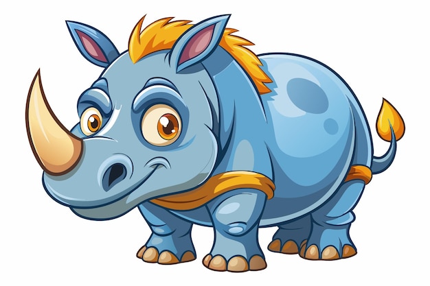 Funny Rhino Vector Illustration Cartoons Clipart and Line Art Design on White Background Playful