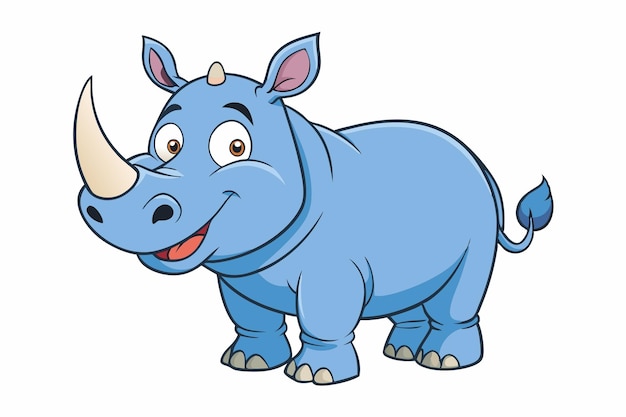 Funny Rhino Vector Illustration Cartoons Clipart and Line Art Design on White Background Playful