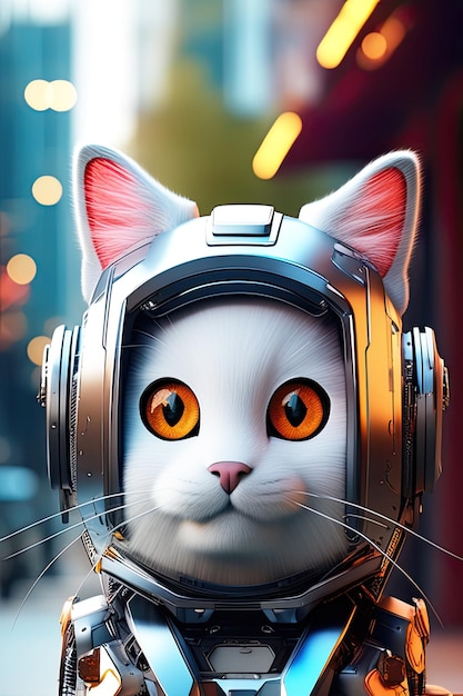 Funny robot cat illustration