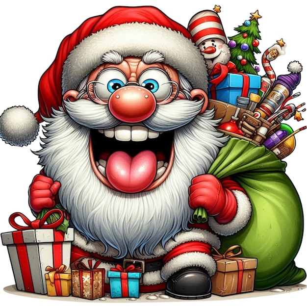 Photo funny santa watercolor clipart