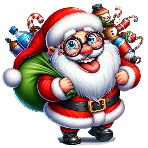 Photo funny santa watercolor clipart