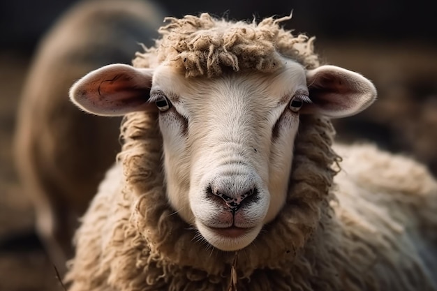 Funny sheep Portrait of sheep showing tongue Generative AI