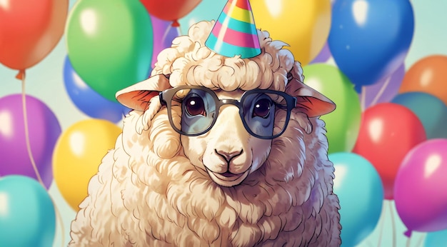 funny sheep wearing glasses and jacket