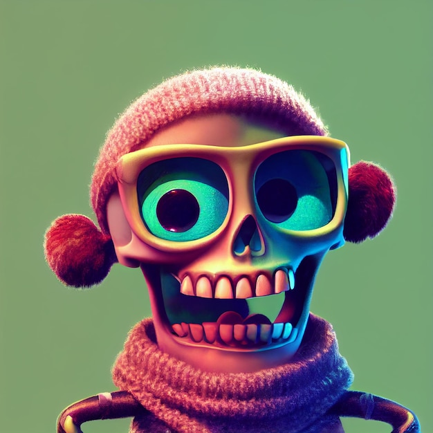 Funny skeleton character smiling