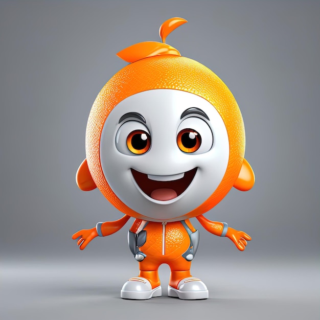 funny smiling cute orange robot cartoon character 3 d rendering