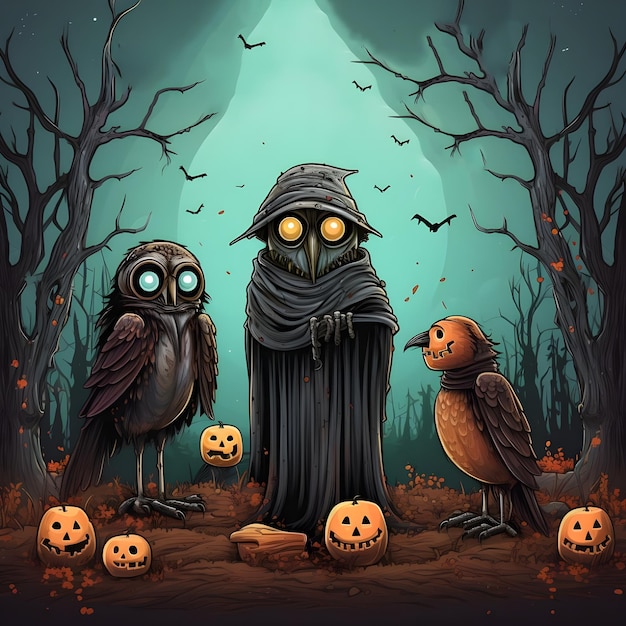 funny social media post illustration for a Halloween party event