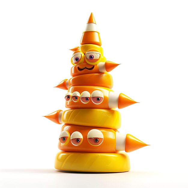 Photo funny stack of cones with eyes and a smiley face