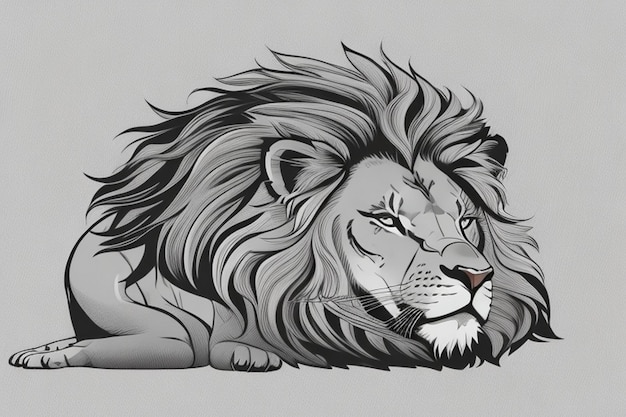 Funny Stylish lion black and white character beautiful illustration