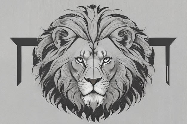 Funny Stylish lion black and white character beautiful illustration