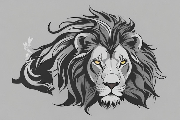 Funny Stylish lion black and white character beautiful illustration