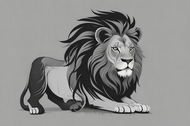 Funny Stylish lion black and white character beautiful illustration