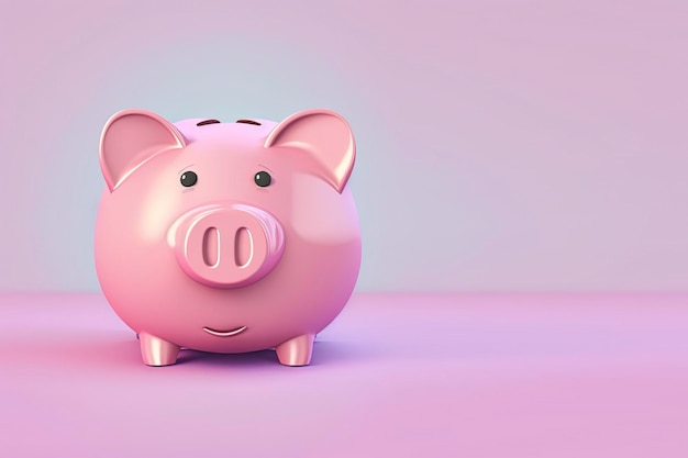 Funny ultra soft piggy bank with money isolated on pink background pastel colors colorful