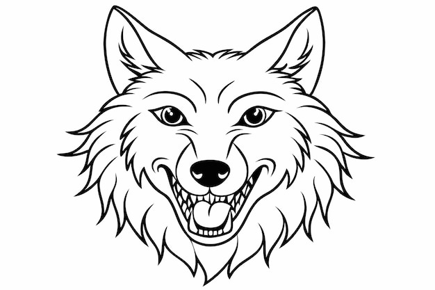 Photo funny wolf vector illustration with white background cartoons clipart line art funny wolf vector