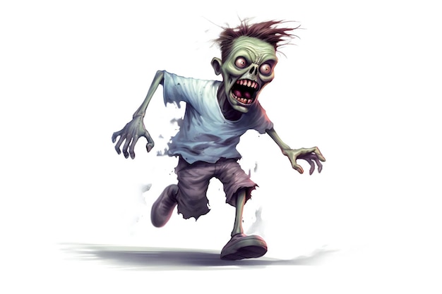 Funny zombie on white background