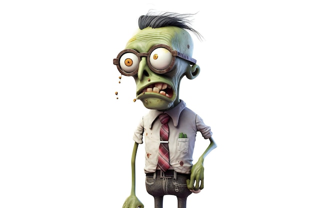 Funny zombie on white background