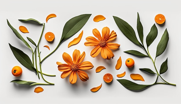 Funtantow orange flowers on white background