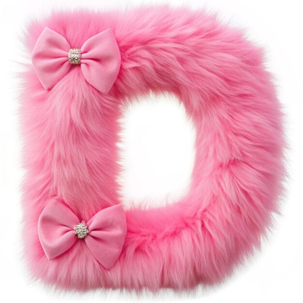 Photo fur letter d text pink fluffy font pink fur