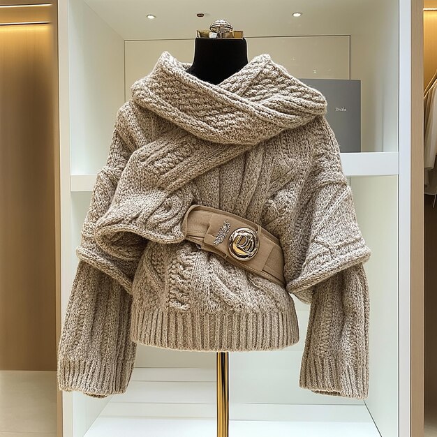 a fur lined coat is displayed on a mannequin