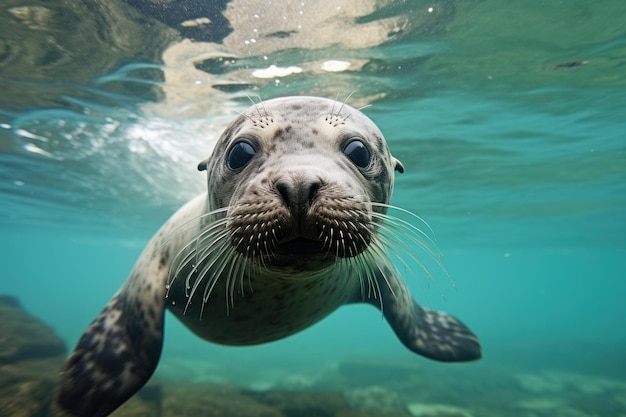 Fur seal swimming in the ocean