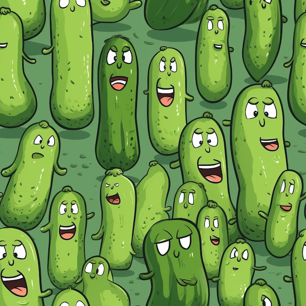 Photo furious faces captivating angry cucumbers lineart