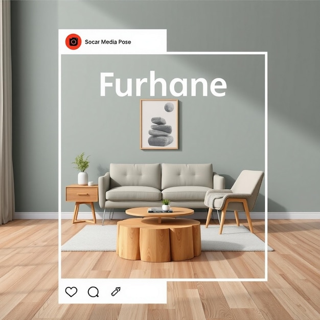 Photo furniture instagram flyer and social media post template