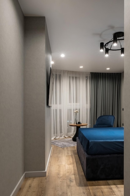 Furniture and interior elements of the bedroom in studio apartments