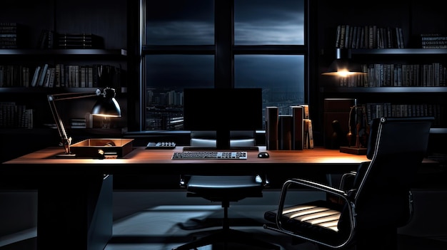 Photo furniture office background dark