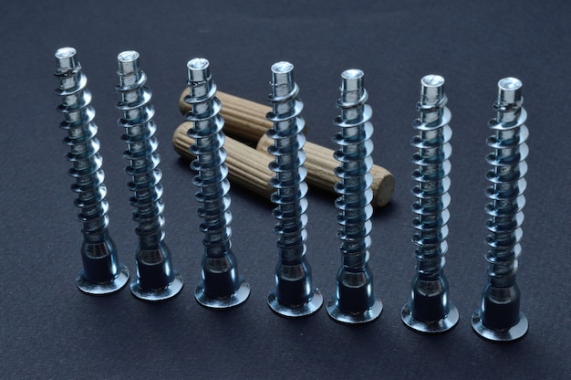 Furniture screw and wooden dowel