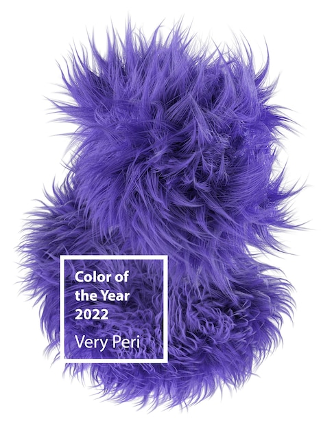 Furry 3d render shape isolated on white background demonstrating purple violet color of 2022 year. Trendy abstract illustration.