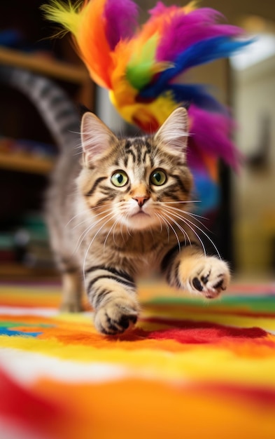 Furry Friend's Playtime Feather Chase