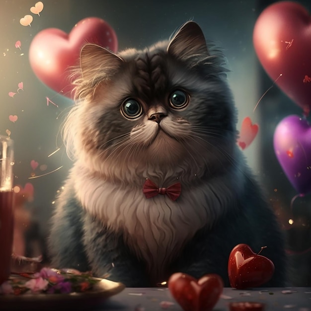 Furry Love Cute and Playful AI generated Cat Illustration